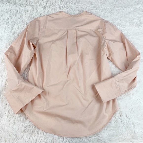 Grey Jason Wu long sleeve ruffle button up shirt collarless peach - Picture 8 of 10